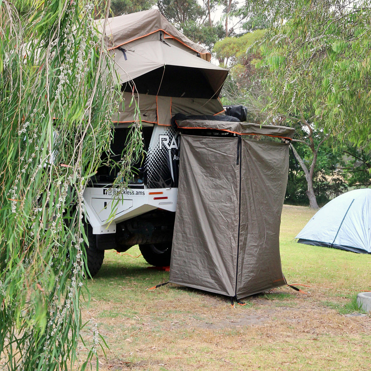 darche shower tent Eclipse Cube – Rackless Awning Mount System Headgear Lago Idro Glamping Boutique Color:Foliage/Dark Azure